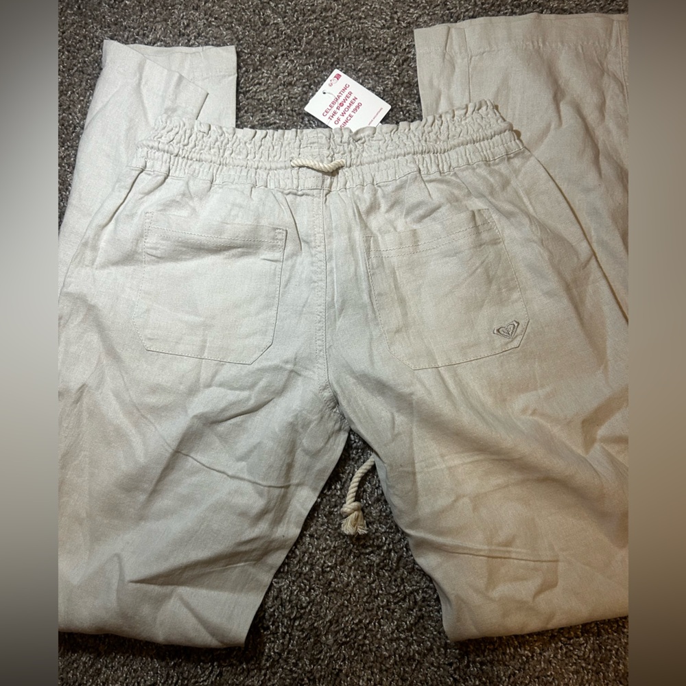 NWT Roxy Lightweight Drawstring Linen Pants - Cre… - image 9